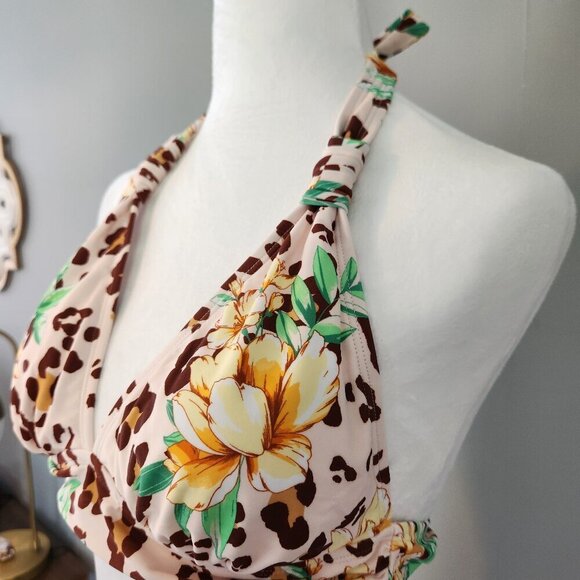 NWT CupShe Bikini Top Floral Animal Print Triangle Bikini Top Size Medium - Picture 3 of 7